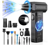 BKXCHA Aria Compressa con Luce LED, 3 Velocità 150000 RPM Soffiatore Aria Compressa, Mini Soffiatore a Batteria 6000 mAh, Compressed Air Duster Portatile per la Pulizia del PC, Divano, Tastiera, Auto