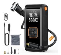 BKXCHA Compressore Aria Portatile, 150PSI Mini Compressore Portatile Auto, Pompa d'Aria per Bicicletta, Batteria Ricaricabile Gonfiatore per Ruote Auto con Luce LED per Auto, Moto, Bicicletta, Palla