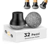 BKXCHA Gommini per Sedie Rotondi, Feltrini Silicone Gommini Sedie Neri 32 Pezzi, Tappini per Gambe Rotonde Quadrate 19-24mm, Copri Piedini Proteggere il Pavimento Duro dal Rumore