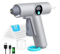 BKXCHA Pistola Colla a Caldo Senza Fili, Riscaldamento Veloce Pistola a Caldo per Colla Digitale con 22 Stick Colla, Pistola per Colla a Caldo per Scuola, Artigianato, Riparazioni Casa