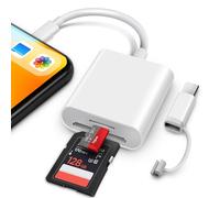 BKYMPR Lettore di schede SD per iPhone, iPad, Lightening & USB-C Dual Connector Memory SD Card, supporto schede SD/MicroSD, fotocamera digitale ad alta velocità Trail Game a iPhone Viewer, Plug and