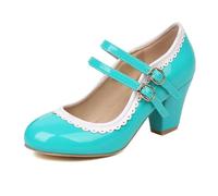 BKYWJTR6 Classic Fashion Sweet Candy Color Lolita Mary Janes - Scarpe da donna con tacchi alti, Blu, 40 EU