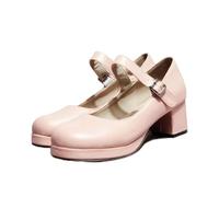BKYWJTR6 Matrimonio da sposa di grandi dimensioni dolce Lolita ragazze rosso nero fibbia decorazione casual Mary Janes scarpe con plateau donna stile gotico, Pelle opaca B, 40 EU