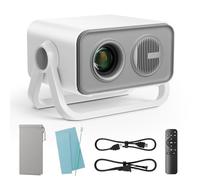 BKZ 2025 aggiornato 360 ° regolabile doppio supporto AI Auto Keystone messa a fuoco elettrica Mini proiettore portatile con Bluetooth 5.4, supporto 1080P Proiettore film esterno compatibile con HDMI