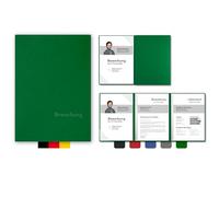 BL-exclusivdruck® Optima-Plus - Cartelline portadocumenti in 3 parti, colore verde abete, qualità premium con elegante rilievo in rilievo "Bewerbung", design del prodotto di Mario Lemani (confezione
