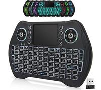 BL Mini tastiera wireless con telecomando e mouse touchpad, mini tastiera retroilluminata da 2,4 GHz, dongle USB ricaricabile, batteria agli ioni di litio per Android TV Box, Smart TV, PC, PS3,