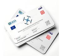 Bl4ckPrint - Patente di guida del drone personalizzata secondo le specifiche LBA - Certificato di competenza UE A1/A3 e A2 in formato carta di controllo con codice QR personalizzato su carta di