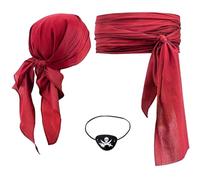 Blablablalu Accessori Pirati, Costume da Pirata Femminile e Maschile con Cappello Bandana, Cintura a Fascia, Patch per Gli Occhi per Lo Spettacolo teatrale, Cosplay, Gioco di Ruolo, Carnevale