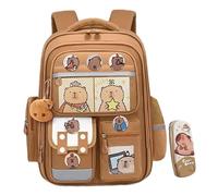 Blablablalu Zaino Capybara 16.5x12x8 Zaino ergonomico Kawaii Riflettente con 1 Pendant, 3 schede, 6 Badge e 1 Custodia a Matita Senza Slip.