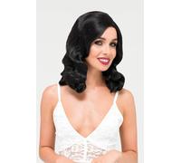 Black 1940s style wig with long marcel waves: Vivienne black #1B