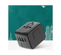 (black) 3.4/5A Universal Travel Adapter 3USB & Type-C Charger US/UK/EU/AU Plug Converter