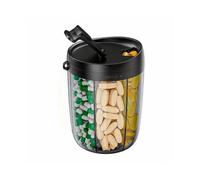 (Black)6 Grids Large Pill Cup Bottle Organizer Supplement Organizer for Holding 7 Various Vitamins Travel P