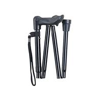 Black Adjustable Folding Anatomical Handled Walking Stick - right hand