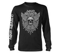 Black Amon Amarth Longsleeve Grey Skull autorizzato Uomo maglietta