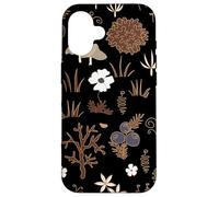 Black and Brown Cottagecore Mushroom Fall Nature Moss Custodia per iPhone 16