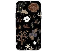 Black and Brown Cottagecore Mushroom Fall Nature Moss Custodia per iPhone X/XS