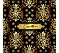 Black and Gold Guest Book. Damask Pattern, Luxury, Perfect for Guests, Weddings, Birthdays, Vacation Guest Book, Receptions, Funerals, Parties, ... inches. 100 Pages. 1 Page for 3 Guests