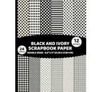 Black and Ivory Scrapbook Paper: Double Sided Geometric Patterns 24 Sheets of Dark and Light Cream Beige, Pastel for Crafts, DIY Projects, Cards - 12 Designs - 2 Sheets/Design - 8.5"x11"