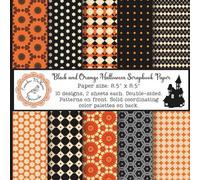 Black and Orange Halloween Scrapbook Paper: Autumn Craft Pad, Abstract Patterns with Ephemera, Double Sided for Fall Papercrafts (Junk Journals, ... Invitations, Bookmaking, Gift Decorating)