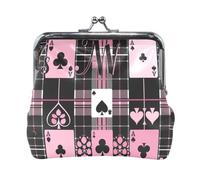 Black and Peach Poker - Portamonete da donna, in pelle, con fibbia, per uomo e donna, da viaggio