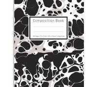 Black and White Abstract Composition Book | 200 Pages | 7.5 x 9.25 in | 19,5 x 23,5 cm | College Ruled: Stylish Black Marbled Cover - Includes 2025-2026 Calendar and 2 College Pitman Shorthand Pages
