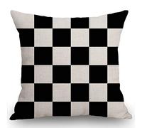 Black And White Art Design Checkered Rustic Farmhouse Style Federe De Cuscini con Cerniera Invisibile Cuscino Copricuscini Casa Federa per Cuscino per Camera da Letto Estate Letto 45X45Cm