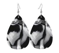 Black And White Cats Orecchini Moda Orecchini In Pelle Divertenti Pendenti Per Feste Decorazioni