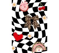 Black and White Check, Pink and Leopard Print Groovy Design 50 Watermark Blank Page Notebook/Journal