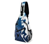 Black And White Dragon Flying Night Sky Moon Donna Uomo Borsa A Tracolla Casual Zaino Monospalla Antifurto Borsa A Spalla Per Treeking Campeggio Escursionismo