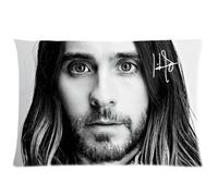 Black and White Jared Leto Custom Pillowcase Cover Standard Size 20 by 30 Inch ID-86
