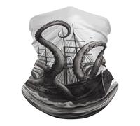 Black And White Octo Pus And Ship Ghetta da Collo Antivento Protezione del Viso Elastico Headwrap per Yoga Campeggio Outdoor 25X50Cm