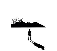 Black and White Person Man Shadow Mountain Sun Notebook