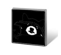 Black And White Raccoon Brooch Pins for Women Men Square Collar Lapel Pins Coat Jacket Accessories