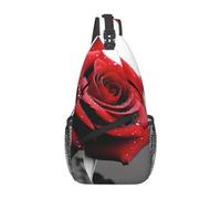 Black And White Red Rose Donna Uomo Sling Bag Regolabile Zaino Monospalla Piccolo Borsa A Tracolla Per Treeking Ciclismo Campeggio