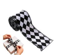 Black and White Ribbon - Decorative Ribbon for Holiday and Wreath Making | Classic Pattern Craft Ribbons, Christmas Bow Material for Home Decoration Wedding Party Favors, 455x6.5cm Black White