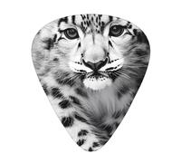 Black and White Snow Leopard - Set regalo di plettri lisci e durevoli per chitarra acustica, elettrica e basso, regalo perfetto per gli amanti della chitarra e i musicisti