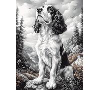 Black And White Spaniel Portrait Rompicapo 300 Pezzi Impossibile Cartone Di Alta Qualità Senza Polvere Wildlife Pet Per Sfida Tra Amici Per Serate A Tema Edizione Limitata 300 PCS