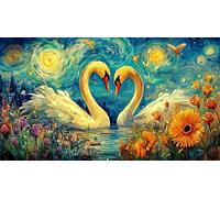 Black-and-White-Swans-with-Heart-shaped-Roses Carta riciclata Puzzle 1000 pezzi Sfida di gioco educativo Regalo divertente & Attività in casa Idea regalo perfetta per donne e uomini 38x26/1000 pezzi