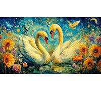 Black and White Swans with Heart shaped Roses Puzzle 1000 pezzi per adulti e bambini - Gioco per la famiglia divertente & Stimolante Idea regalo perfetta 38x52/1000pcs