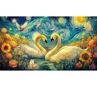 Black and White Swans with Heart shaped Roses Puzzle per adulti 1000 pezzi in carta riciclata - Gioco per la famiglia divertente & Stimolante Attività domestica 75x50/1000pcs