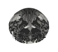 Black And White Symmetric Dragon Pattern Cuffia Da Bagno Per Donna Impermeabile Cuffia Da Doccia Riutilizzabile Shower Caps Per Viaggi Salone Casa