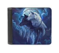 Black and White Wolf - Portafoglio da uomo in pelle con scomparto per carte di credito, sottile, Stile:, Taglia unica