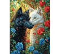 Black And White Wolves in Rose Garden Puzzle 500 Pezzi Per Ragazzi Gioco Educativo Creativo Intelligenza E Manualità Idea Regalo Per Figlio A Compleanno 500 PCS