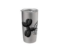 Black Balloon Dog Checkerboard Modern Pop Art Poodle Bicchiere termico in acciaio inox doppia parete