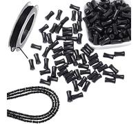 Black Bamboo Beads, 12mm Transparent Bamboo Joint Craft Beads, Bamboos Shape Gem for DIY Jewelry Making Necklace Bracelet Earring