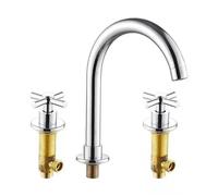 Black Basin Faucets Brass Polished Chrome Deck Mounted Bathroom Sink 3 Hole Double Handle Hot And Cold Water Tap(COLOR- 2)