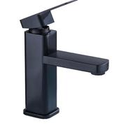 Black Bathroom Faucet Hot Cold Water Sink Mixer Tap Stainless Steel Paint Square Basin Faucets Single Hole Tapware Deck-mounted(C Plastic and steel)