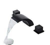 Black Bathroom Sink Faucet 3 Hole Basin Waterfall Faucet Hot And Cold Water Bathtub Split Washbasin Mixer Taps Three Piece Sets
