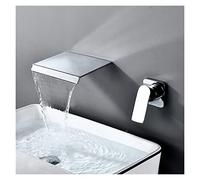 Black Bathroom Waterfall Basin Miscelatore rubinetto a leva singola montata a parete Tappeto for lavabo con tappeti da bagno in oro spazzolato Tap,Sicuro per l'acqua(Chrome C)