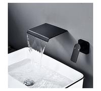 Black Bathroom Waterfall Basin Miscelatore rubinetto a leva singola montata a parete Tappeto for lavabo con tappeti da bagno in oro spazzolato Tap,Sicuro per l'acqua(Matte black C)
